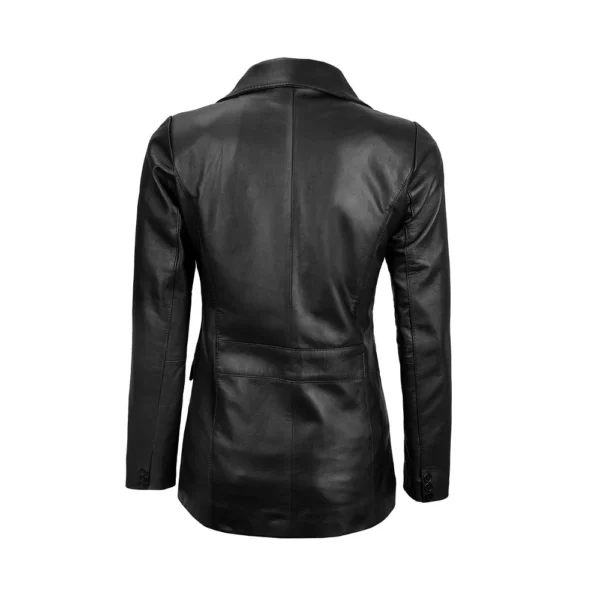 Back Image of Ensemble - Black Lambskin Leather Blazer bby Gulf Leather Jackets by Gulf Leather Jackets