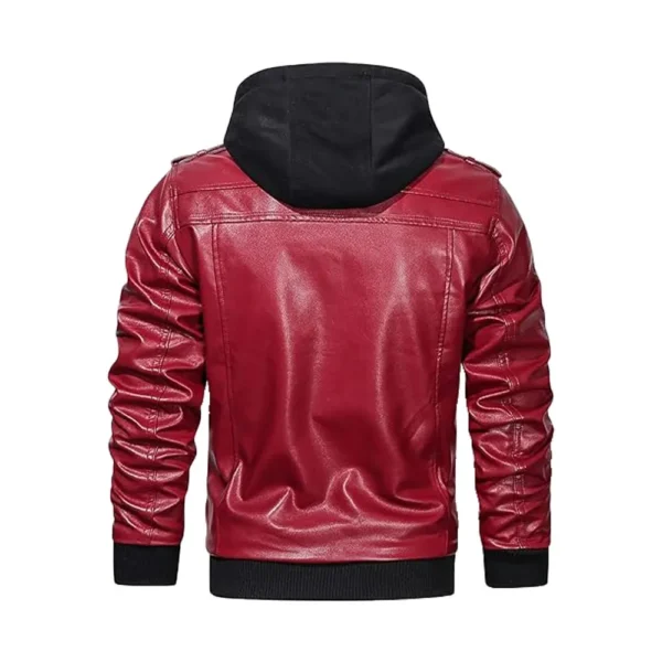 Product back image of Red Ox - Maroon Red Leather Jacket from Gulf Leather Jackets