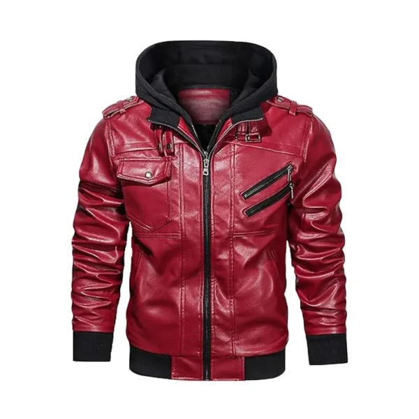 Product image of Red Ox - Maroon Red Leather Jacket from Gulf Leather Jackets