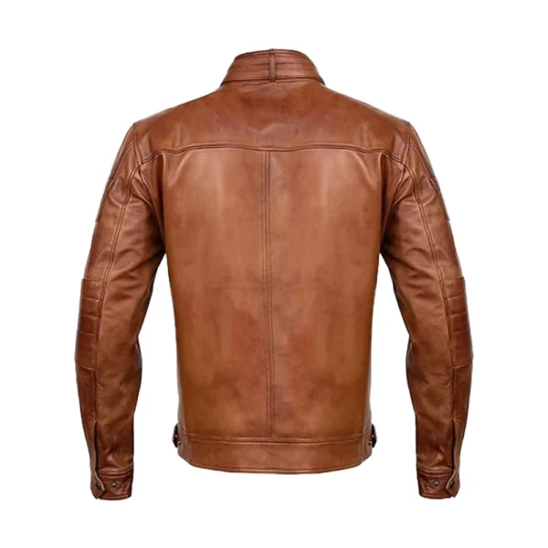 Back image of Peak - Brown Leather Jacket from Gulf Leather Jackets