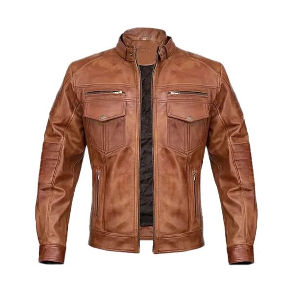 Product image of Peak - Brown Leather Jacket from Gulf Leather Jackets