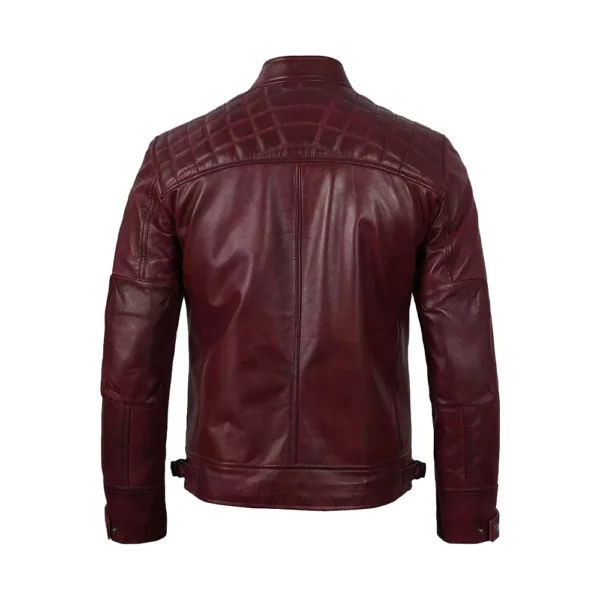 back image of Crater - Maroon Red Leather Jacket from Gulf Leather Jackets