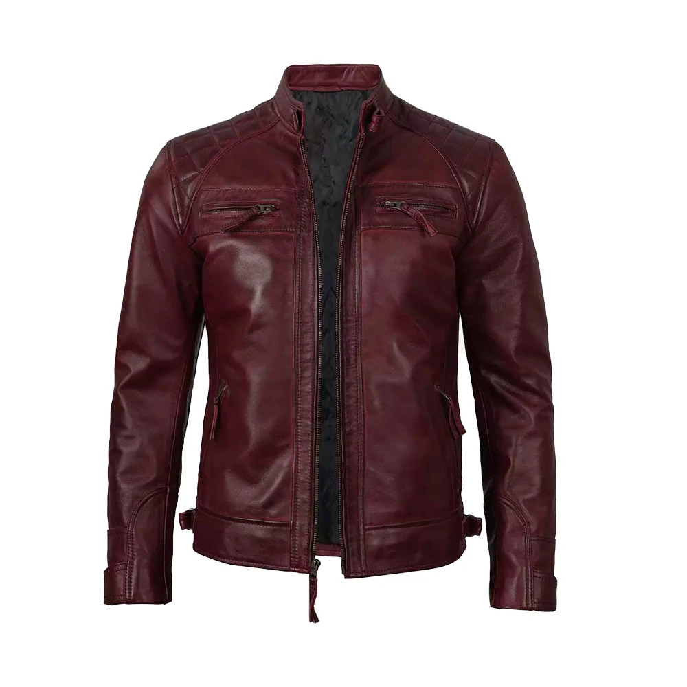 product image of Crater - Maroon Red Leather Jacket from Gulf Leather Jackets