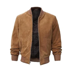 product image of Casablanca - Dark Brown Suede Bomber Leather Jacket by Gulf Leather Jackets