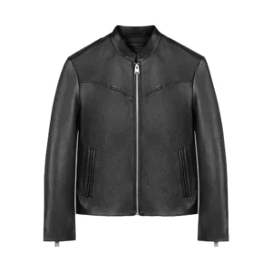 product image of Future - Plain Black Leather Jacket by Gulf Leather Jackets