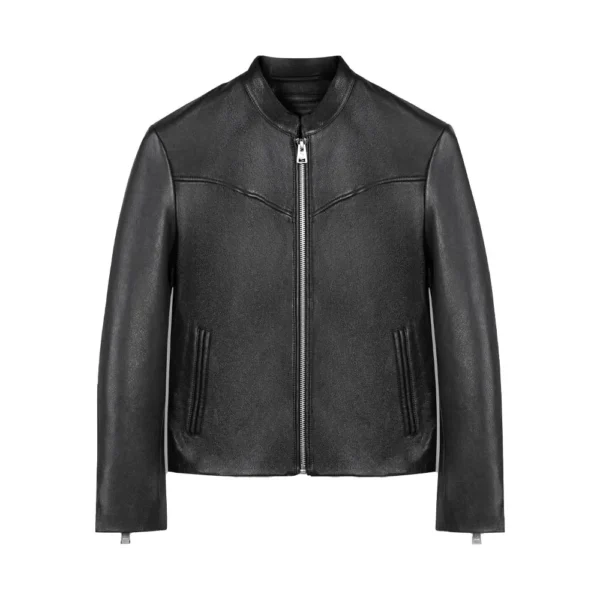 product image of Future - Plain Black Leather Jacket by Gulf Leather Jackets