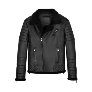 Product image of Club -Black Quilted Leather Jacket by Gulf Leather Jackets