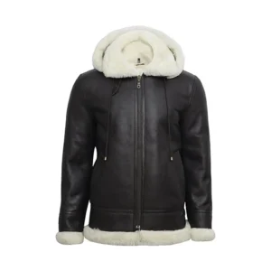 Product Image of Braveheart - Hooded Fur Shearling Leather Jacket by Gulf Leather Jackets.