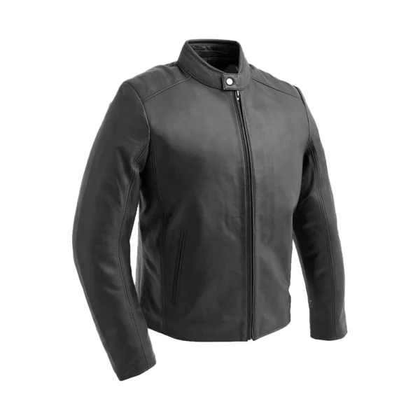 Product Image of Blake - Plain Black Leather Jacket by Gulf Leather Jackets