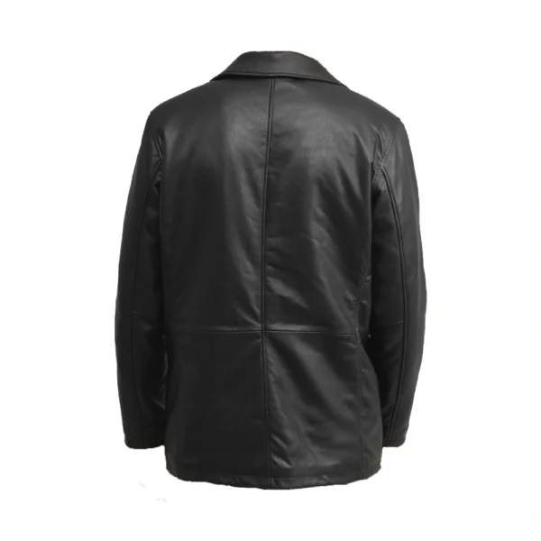 Back image of Versa - Plain Button Leather Coat by Gulf Leather Jackets