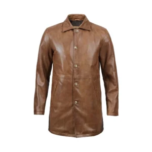 Product Image of Indiana - Brown Leather Coat by Gulf Leather Jackets.