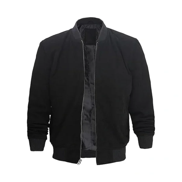 Boy - Black Suede Leather Bomber Jacket