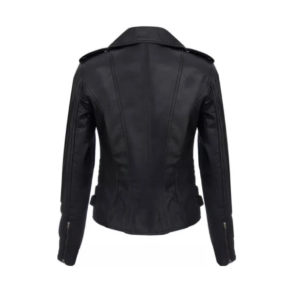 Back image of Whiplash - Black Retro Leather Jacket by Gulf Leather Jackets