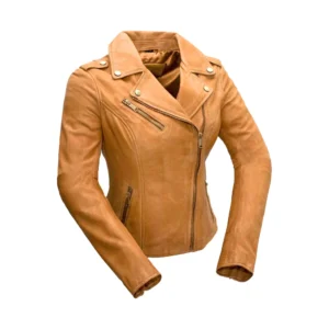 Product image of Chrome - Camel Brown Lambskin Leather Jacket by Gulf leather Jackets