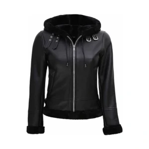 Product Image of Preacher - Black Hooded Lambskin Leather Jacket by Gulf Leather Jackets.