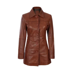 Product image of Cognac - Light Brown Leather Car Coat by Gulf Leather Jackets