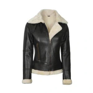 Product Image of Wednesday - Black Shearling Leather Jacket by Gulf Leather Jackets