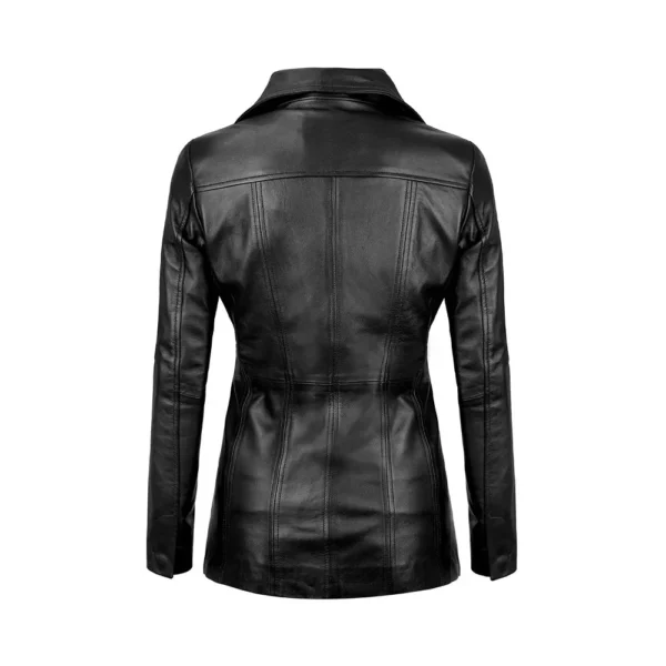 Back image of Bitonto - Black Real Leather Blazer by Gulf Leather Jackets