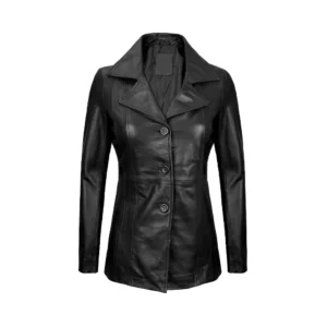 product image of Bitonto - Black Real Leather Blazer by Gulf Leather Jackets