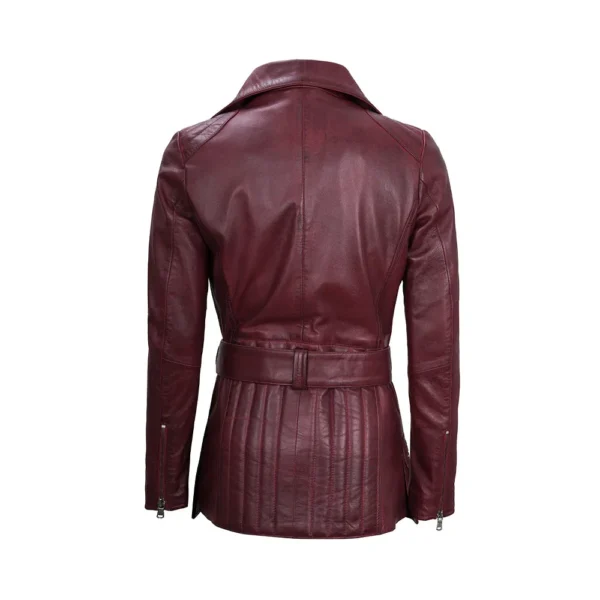 Back image of Edgy - Maroon Real Leather Jacket by Gulf Leather jackets