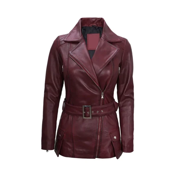 Product image of Edgy - Maroon Real Leather Jacket by Gulf Leather jackets