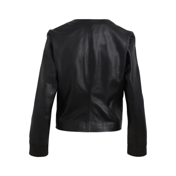 Back Image of Knit - Black Leather Woven Jacket by Gulf Leather Jackets