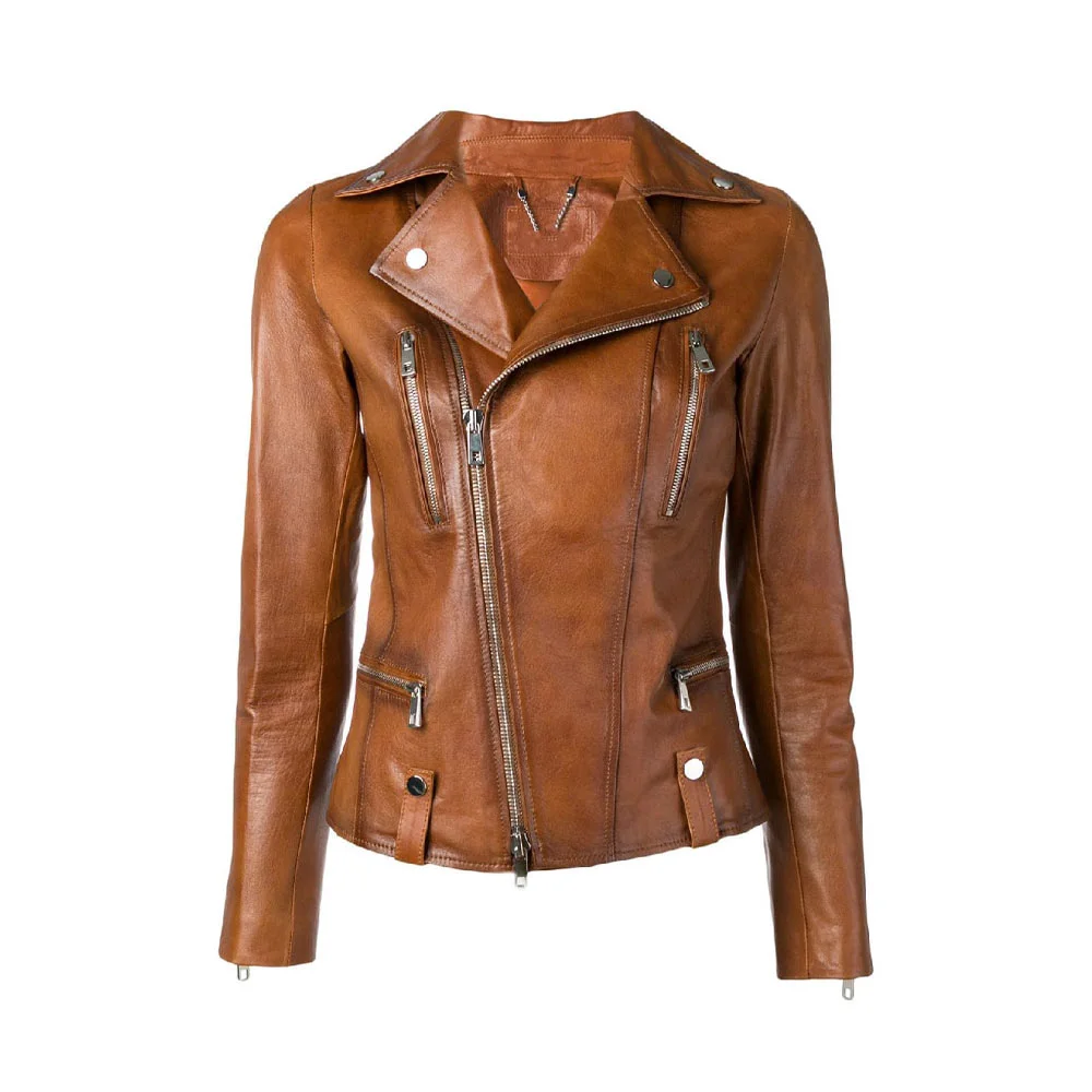 Product image of Sunny - Brown Waxed Leather Jacket by Gulf Leather Jackets.