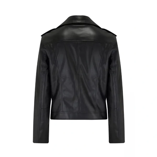 Back Image of Merry - Black Leather Biker Jacket by Gulf Leather Jackets