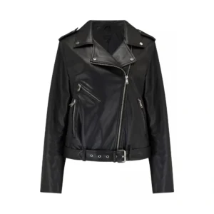 Product Image of Merry - Black Leather Biker Jacket by Gulf Leather Jackets