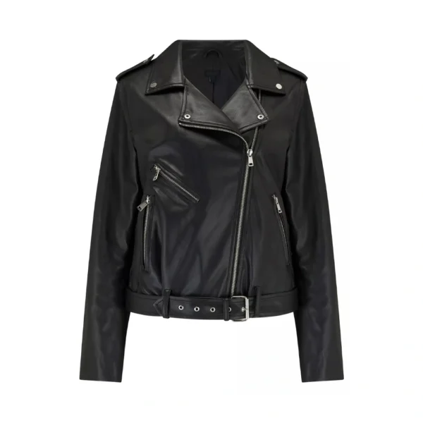 Product Image of Merry - Black Leather Biker Jacket by Gulf Leather Jackets