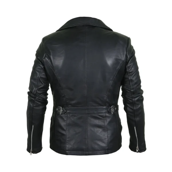 Back Image of Raw - Black Silhouette Leather Jacket by Gulf Leather Jackets.