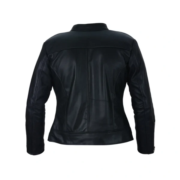 Back Image of Corps - Black Zipper Leather Jacket by gulf Leather Jackets