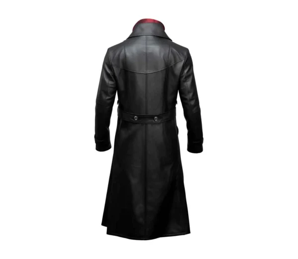 Diamond - Black Leather Trench Coat - Image 2