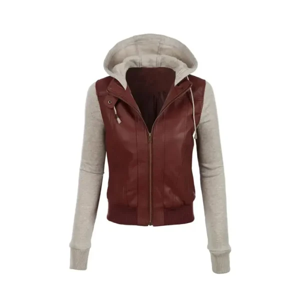 Ember - Brown Hooded Leather Jacket